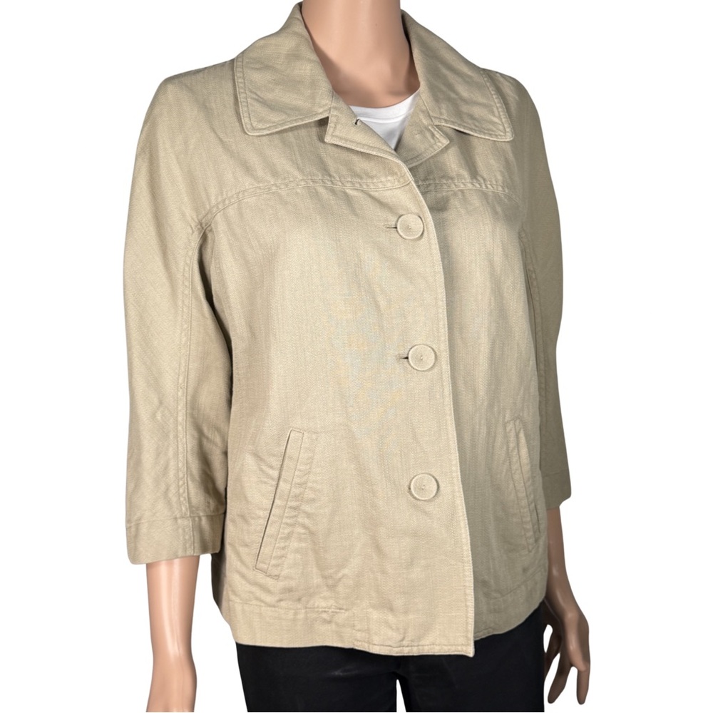 J.Jill Natural‎ Linen Cotton Jacket Blazer Size M